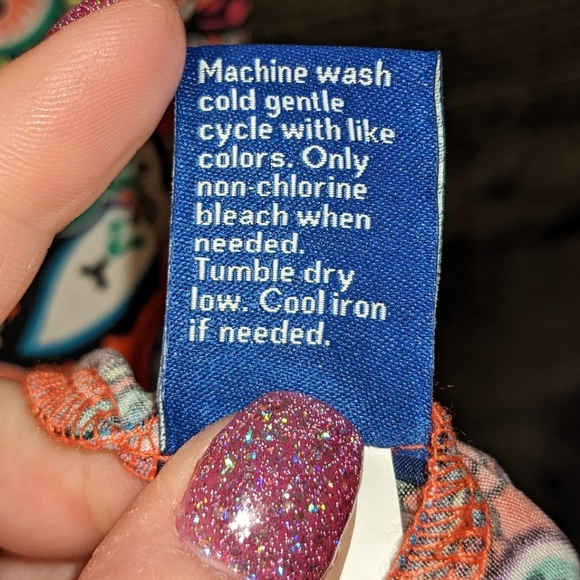 Apt 9 Paisley Dress Orange Coral Aqua Stretchy Pockets Loose Fit Casual D5 - Picture 7 of 13